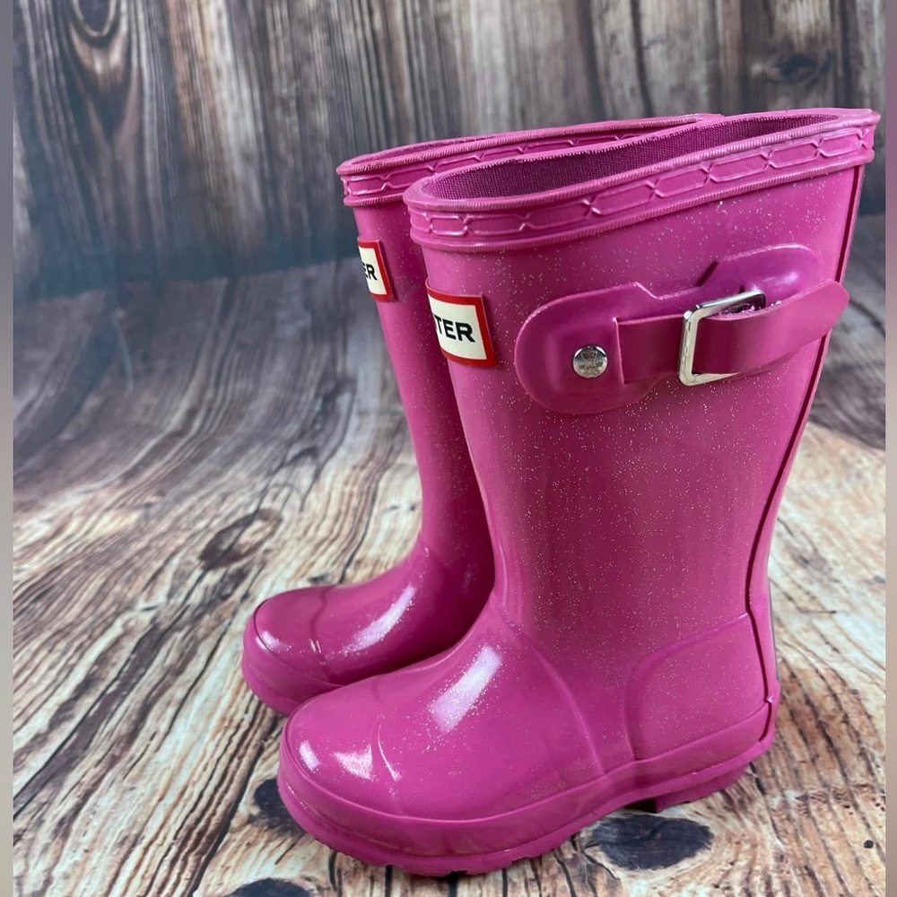 Hunter Kids Pink Glitter Boots - Picture 2 of 4